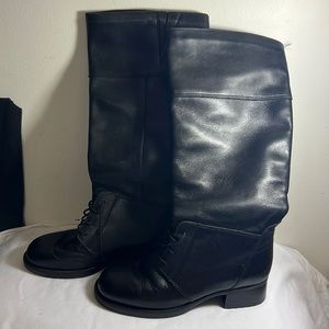 PRE-OWNED BLONDO BLACK LEATHER KNEE HIGH BOOTS US WOMENS SZ  7 1/2 D